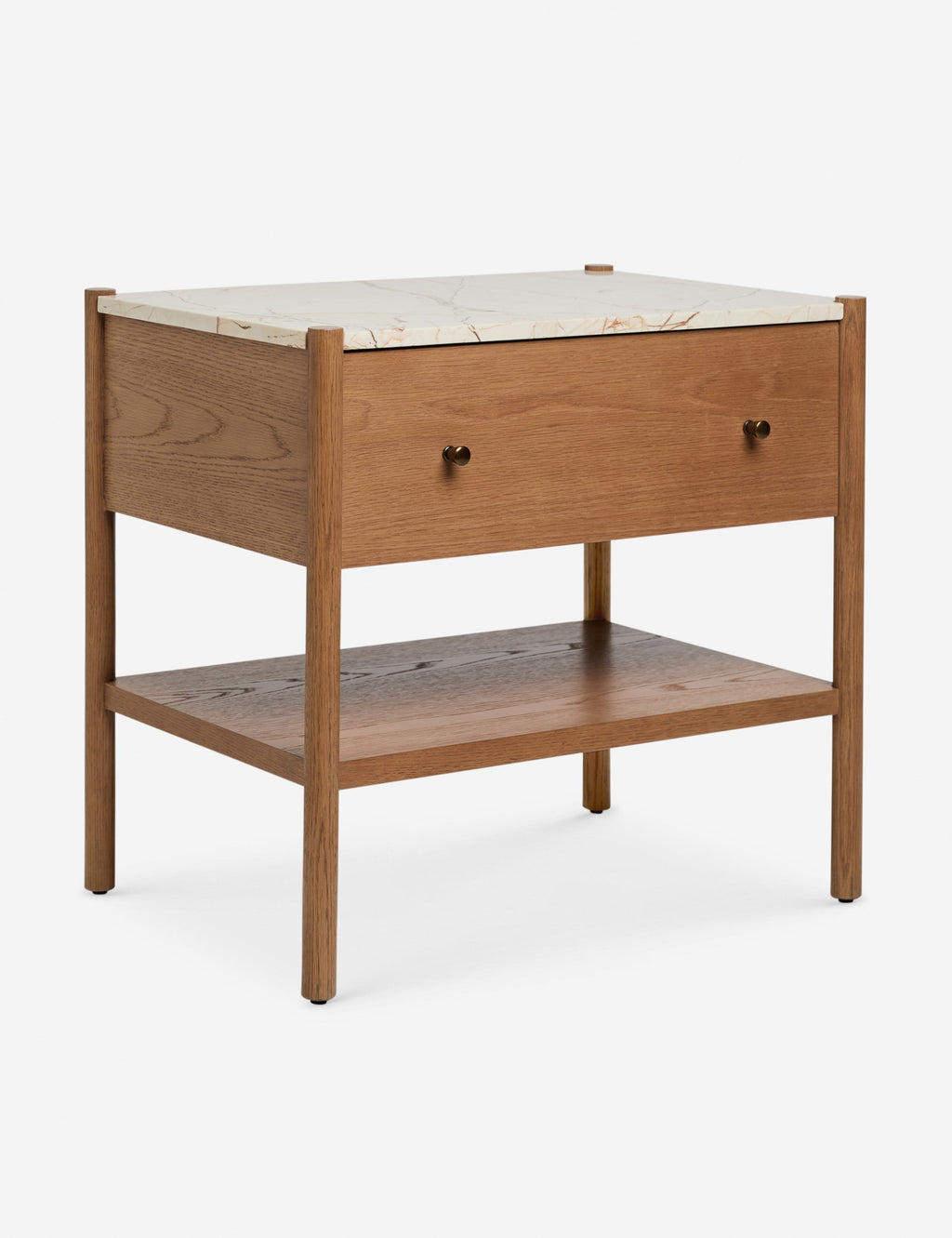 Phaedra Nightstand | Natural Wood Frame, Marble Top