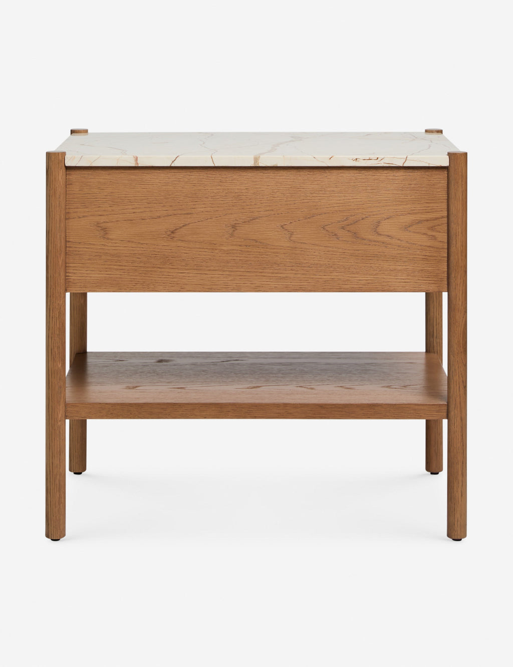 Phaedra Nightstand | Natural Wood Frame, Marble Top