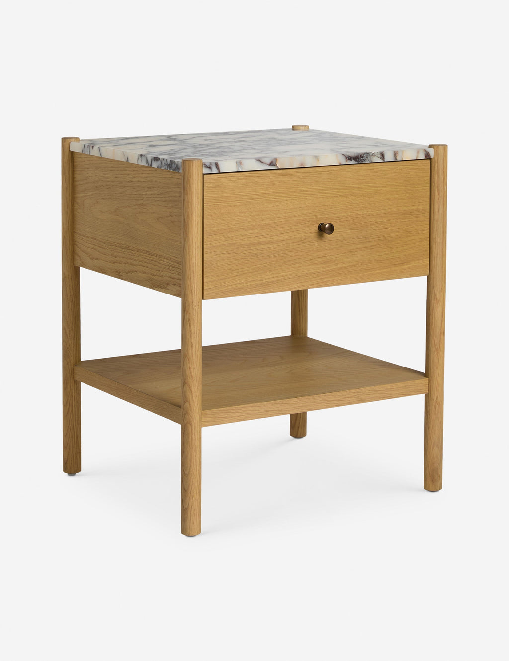 Phaedra Nightstand | Natural Wood Frame, Marble Top