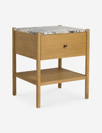 Phaedra Nightstand | Natural Wood Frame, Marble Top
