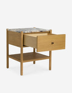 Phaedra Nightstand | Natural Wood Frame, Marble Top