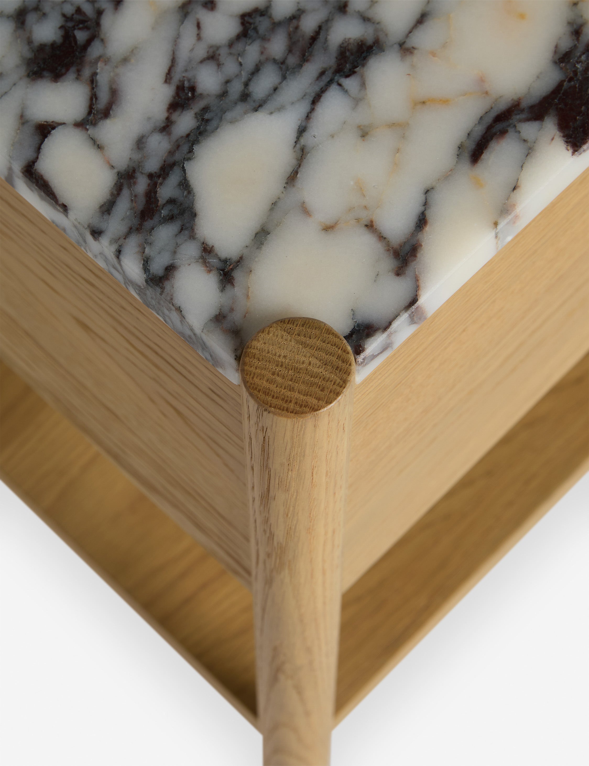 Phaedra Nightstand | Natural Wood Frame, Marble Top
