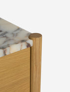 Phaedra Nightstand | Natural Wood Frame, Marble Top