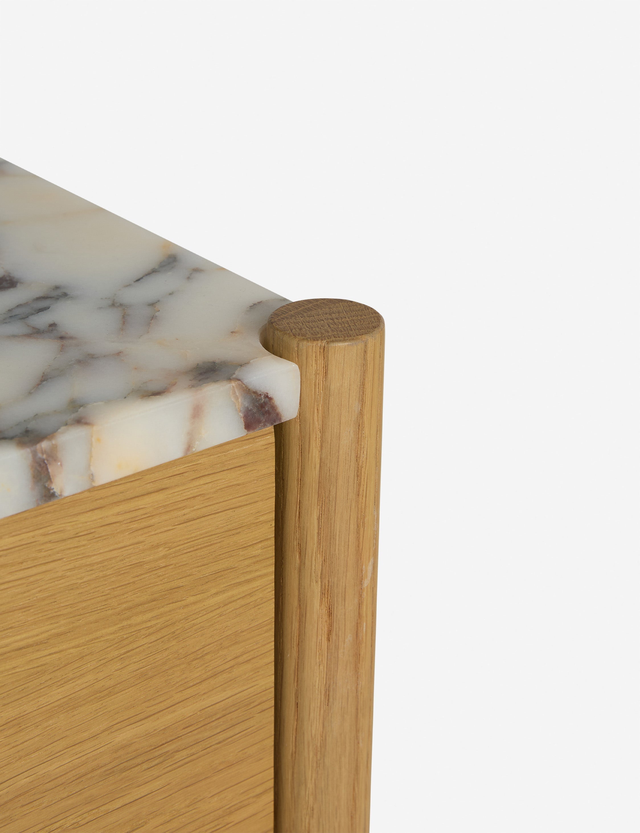 Phaedra Nightstand | Natural Wood Frame, Marble Top