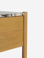 Phaedra Nightstand | Natural Wood Frame, Marble Top