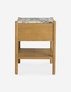 Phaedra Nightstand | Natural Wood Frame, Marble Top
