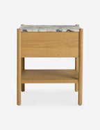 Phaedra Nightstand | Natural Wood Frame, Marble Top