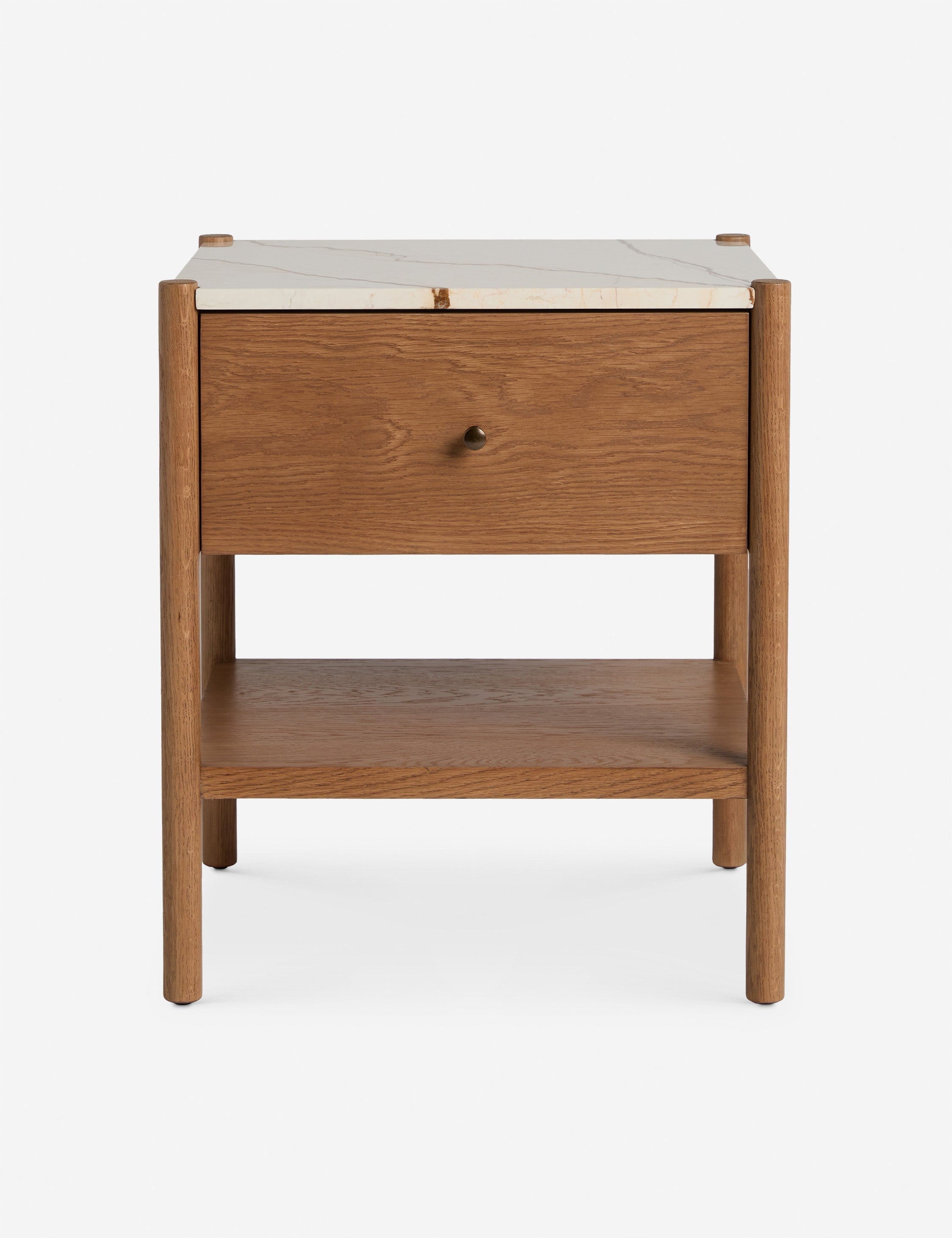 Phaedra Nightstand | Natural Wood Frame, Marble Top