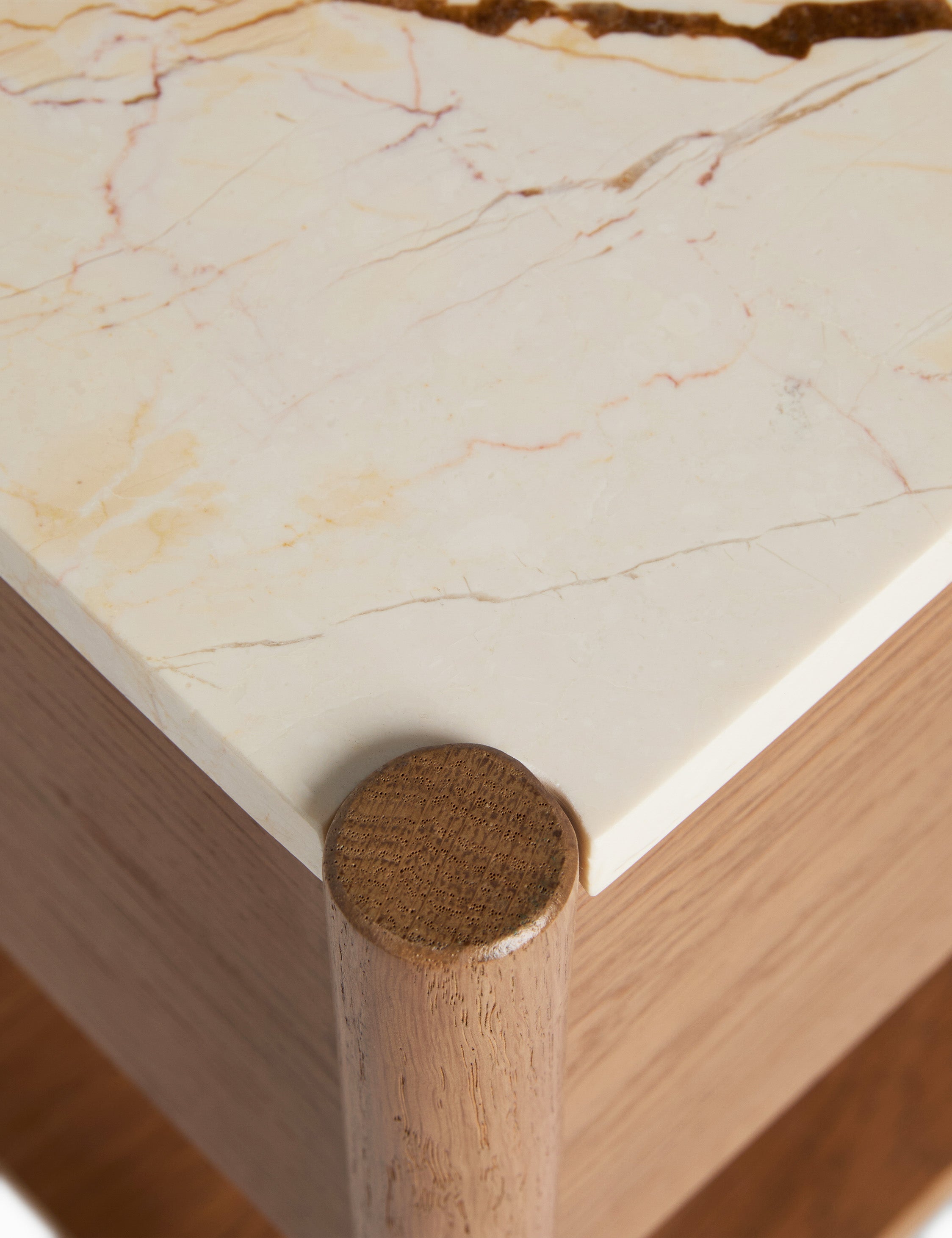 Phaedra Nightstand | Natural Wood Frame, Marble Top