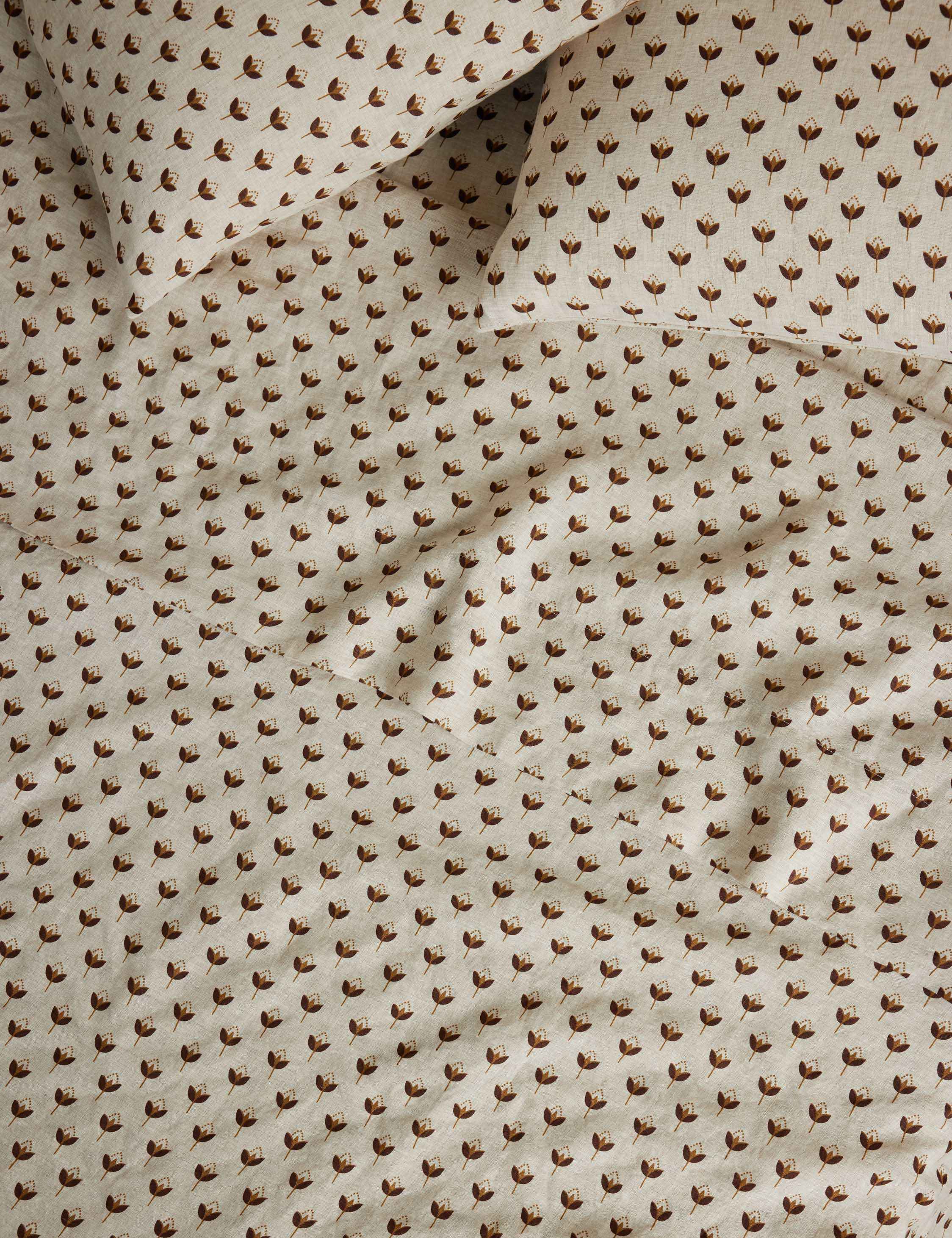 Pavo Linen Sheet Set | Breathable European Flax, Timeless Floral Design