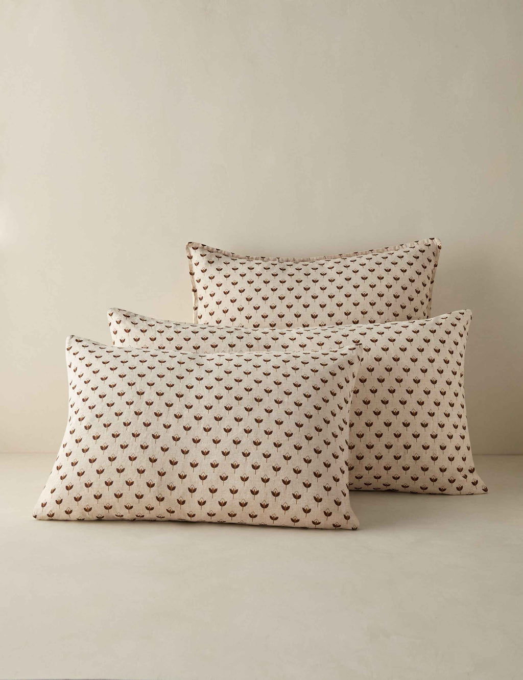 Pavé Linen Shams | Breathable European Flax, Timeless Floral Design