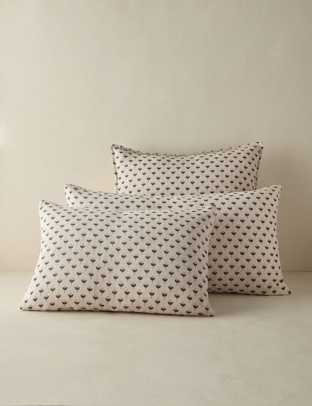 Pavé Linen Shams | Breathable European Flax, Timeless Floral Design