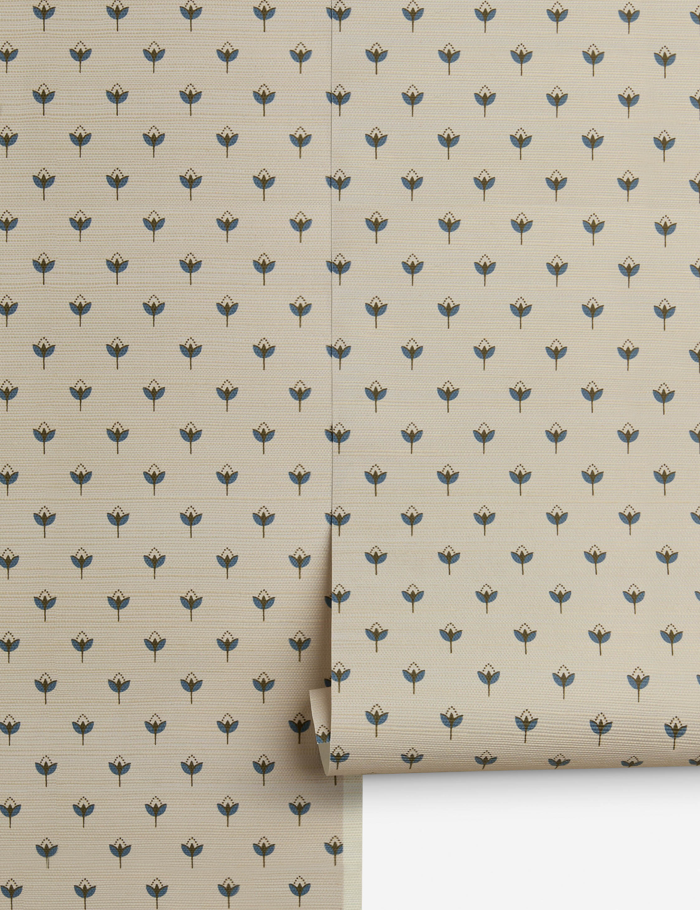 Pivo Grasscloth Wallpaper | Woven Texture, Minimal Floral Motif