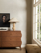 Pivo Grasscloth Wallpaper | Woven Texture, Minimal Floral Motif