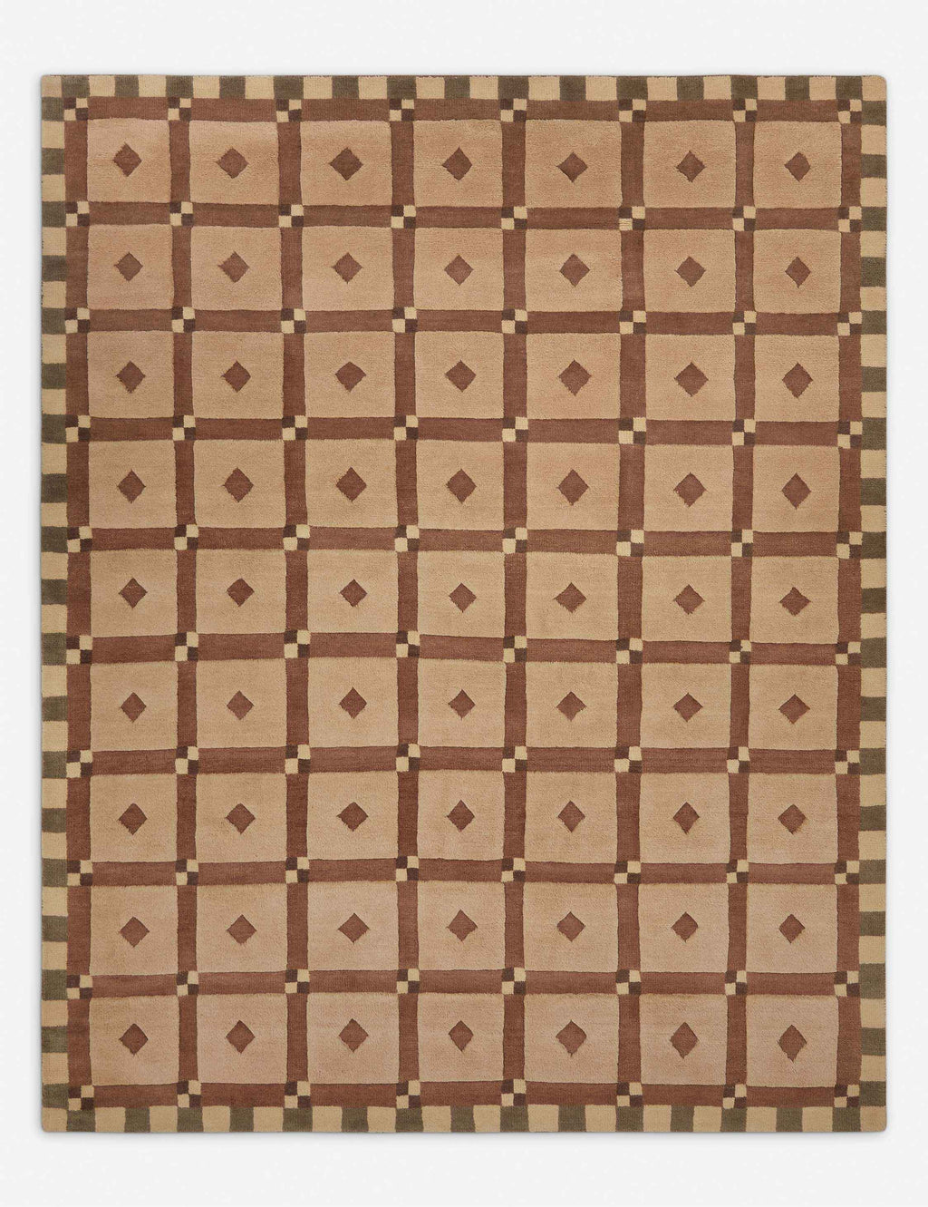 Pura Hand-Knotted Wool Rug | Graphic Tile Design, Plush Surface