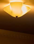Raven Flush Mount Light | Colored Glass Shade, Brass Accents