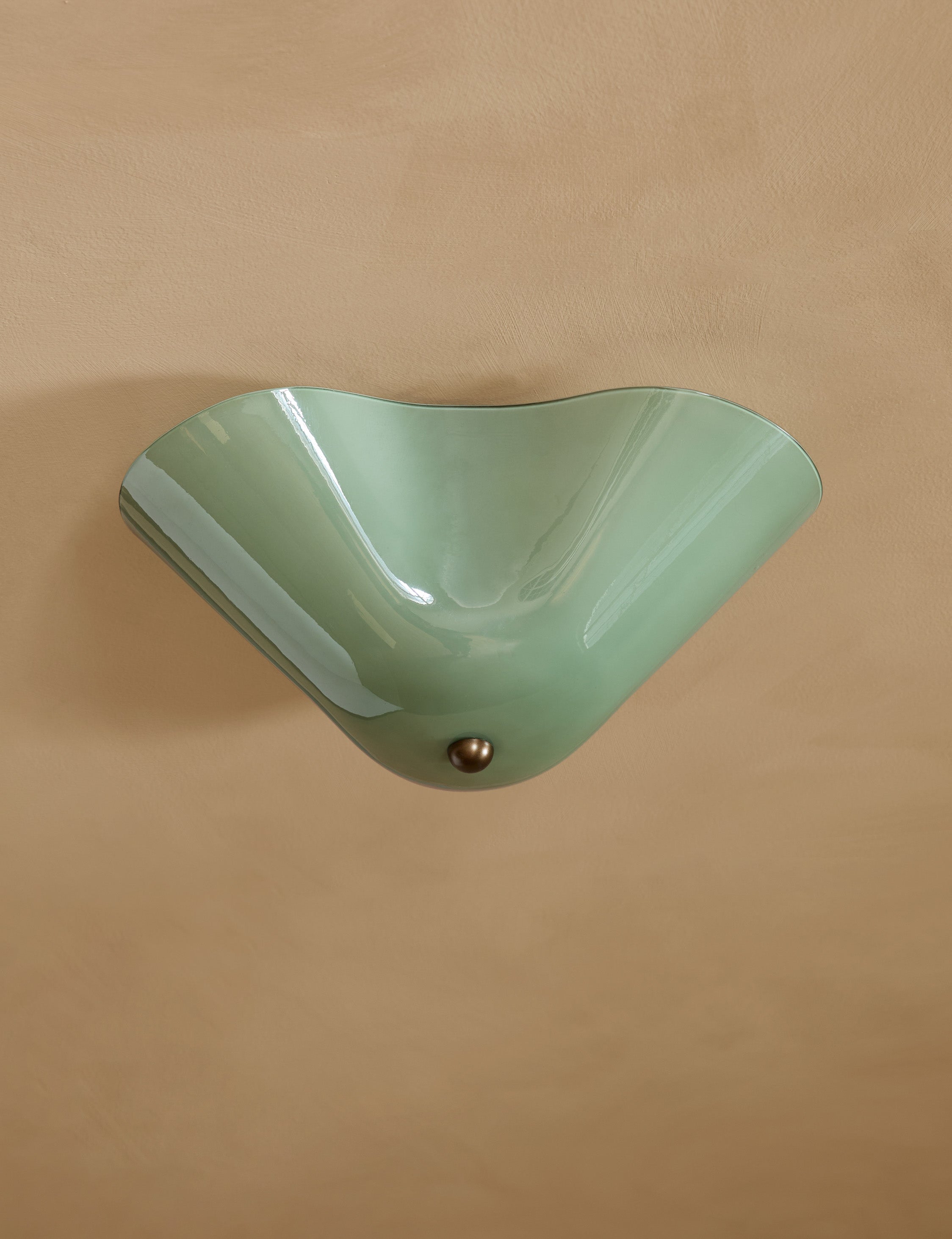 Raven Flush Mount Light | Colored Glass Shade, Brass Accents