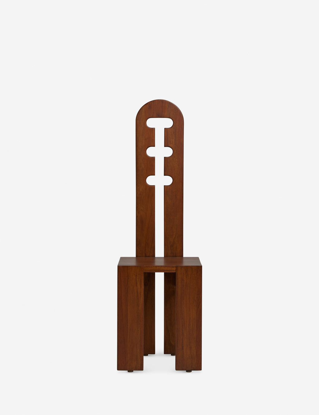 Riva Accent Stool | Tall Cutout Back, Rich Mahogany Grain