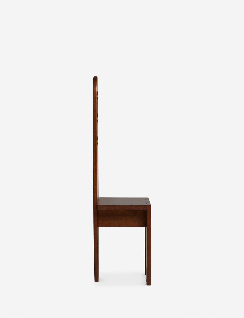 Riva Accent Stool | Tall Cutout Back, Rich Mahogany Grain