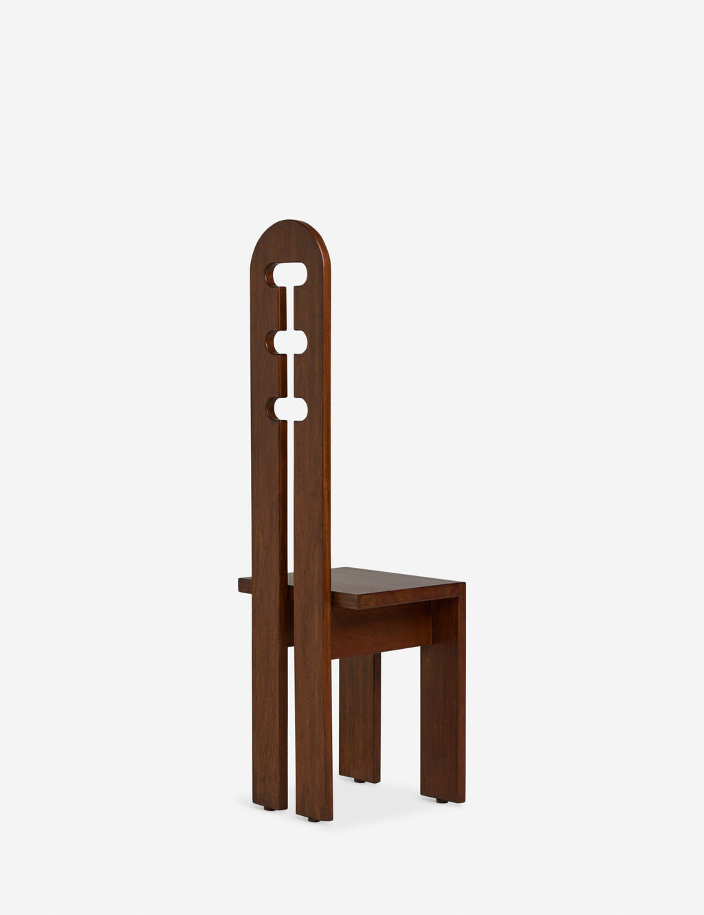 Riva Accent Stool | Tall Cutout Back, Rich Mahogany Grain