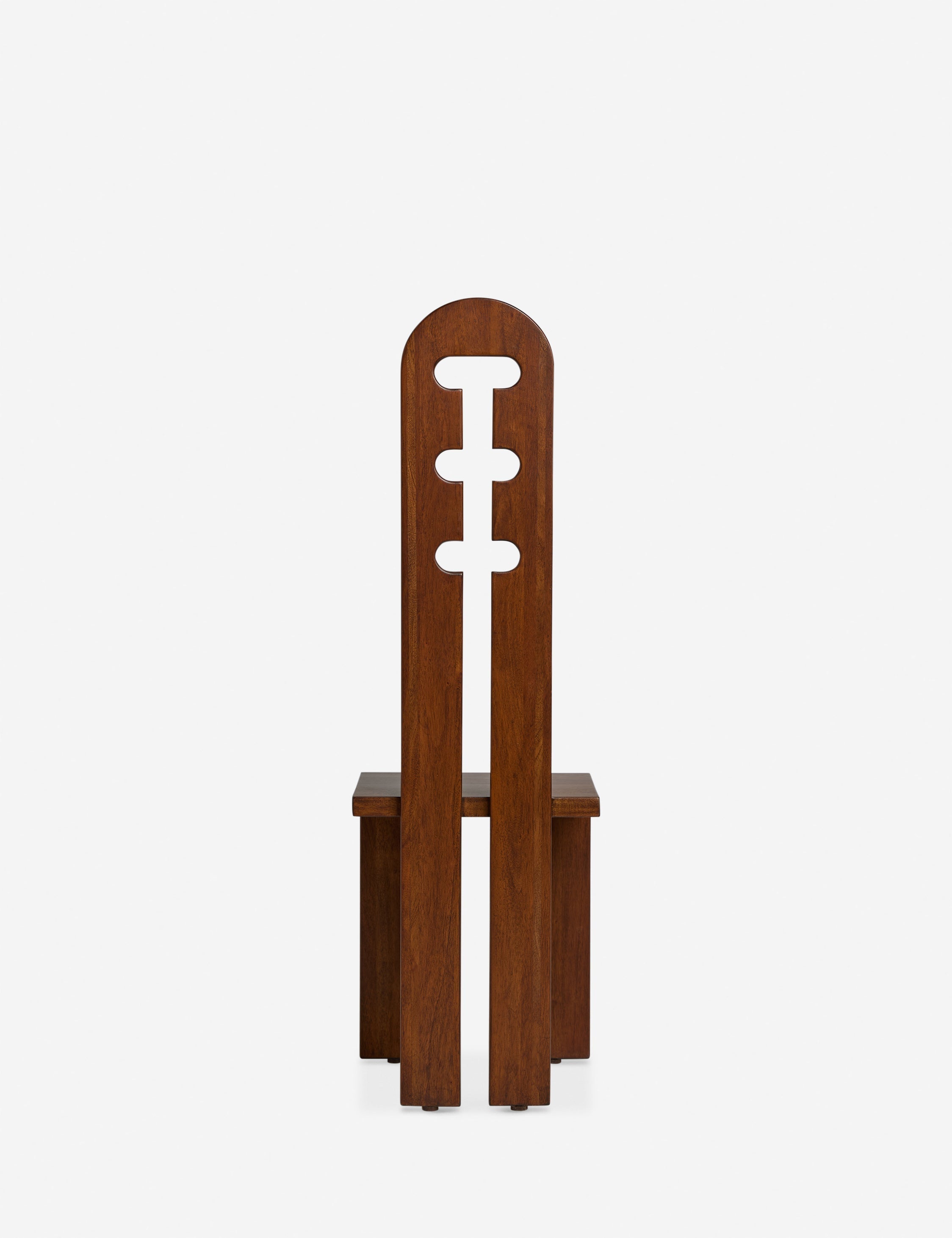 Riva Accent Stool | Tall Cutout Back, Rich Mahogany Grain