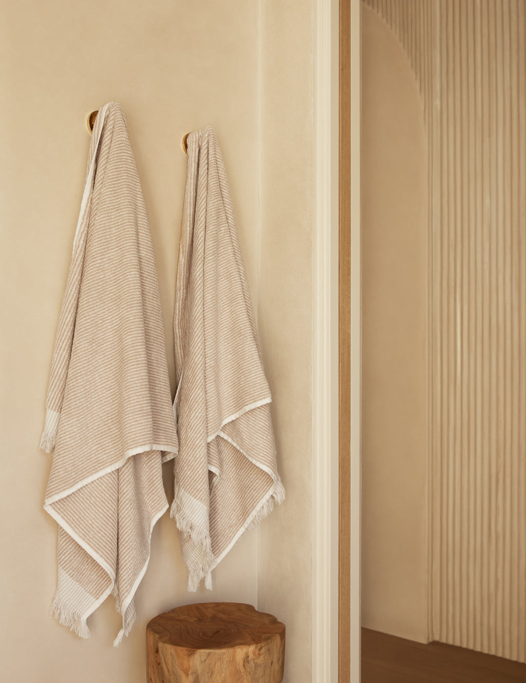 Luna Organic Cotton Towel | Striped Design, Thick Fringe