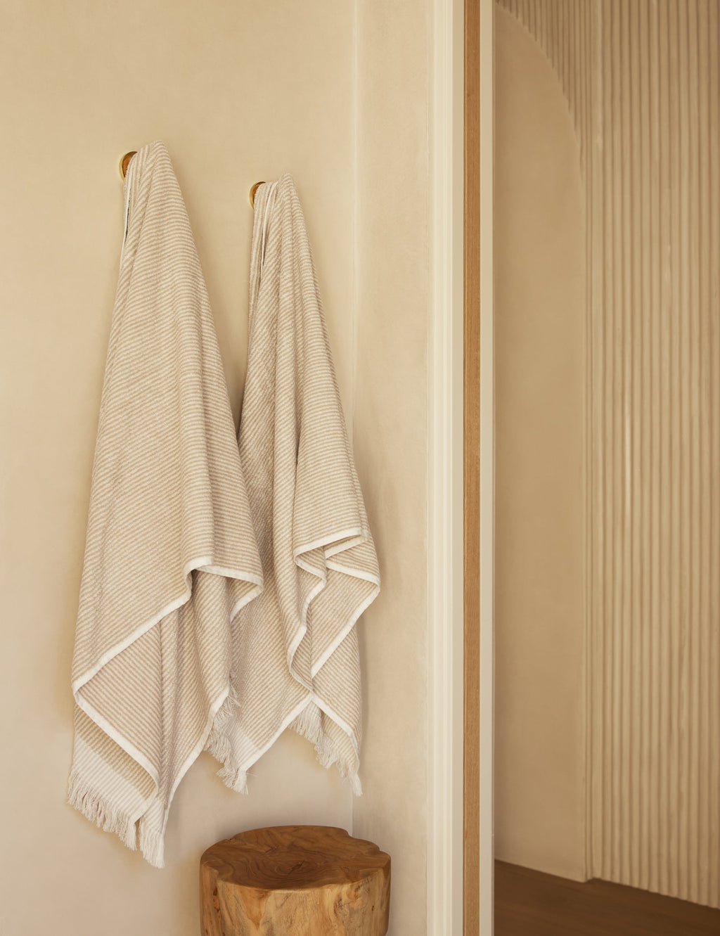 Luna Organic Cotton Towel | Striped Design, Thick Fringe