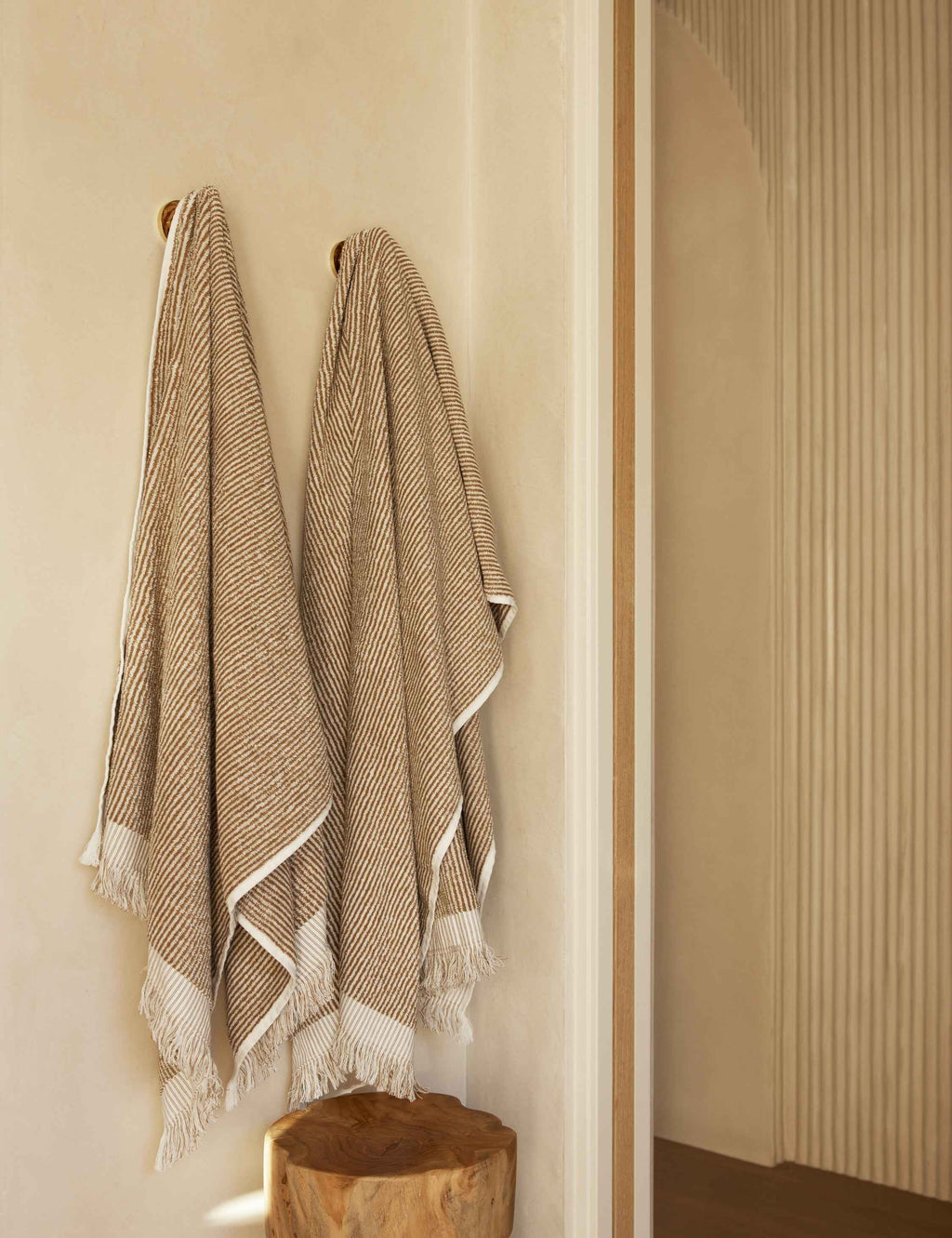 Luma Organic Cotton Towel | Striped Design, Thick Fringe
