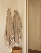 Luma Organic Cotton Towel | Striped Design, Thick Fringe