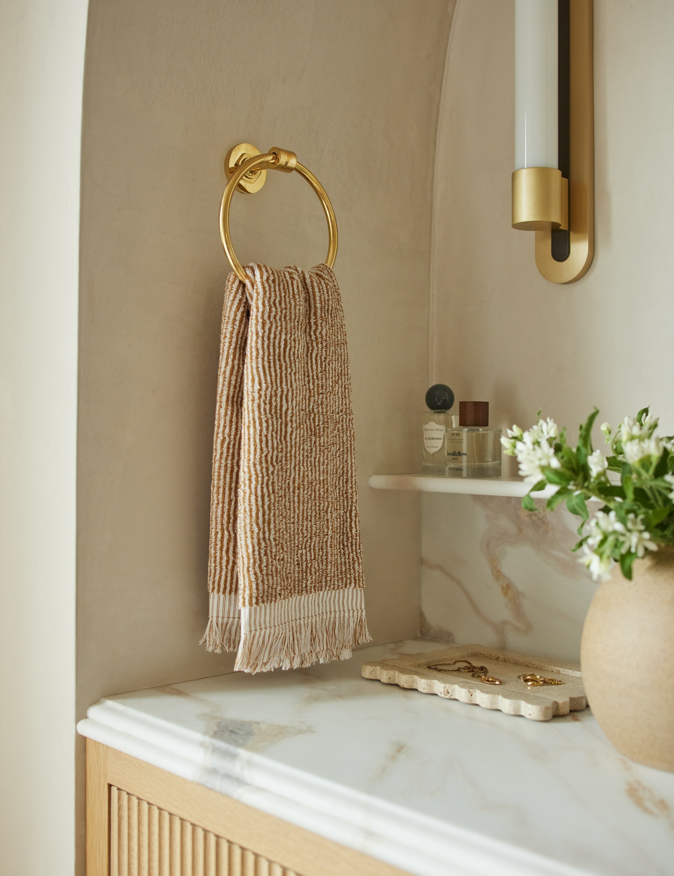 Luna Organic Cotton Towel | Striped Design, Thick Fringe