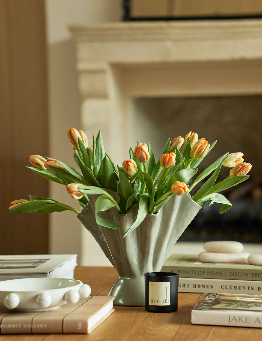Dara Ruffled Vase | Stoneware, Reactive Glaze Finish