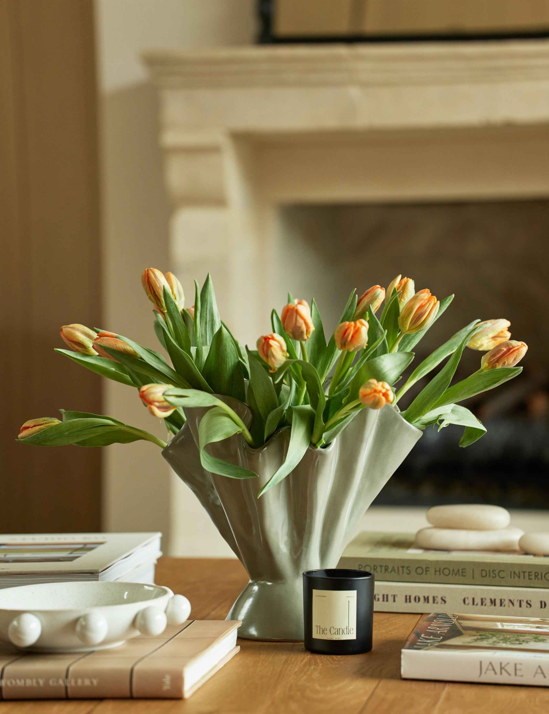 Dara Ruffled Vase | Stoneware, Reactive Glaze Finish