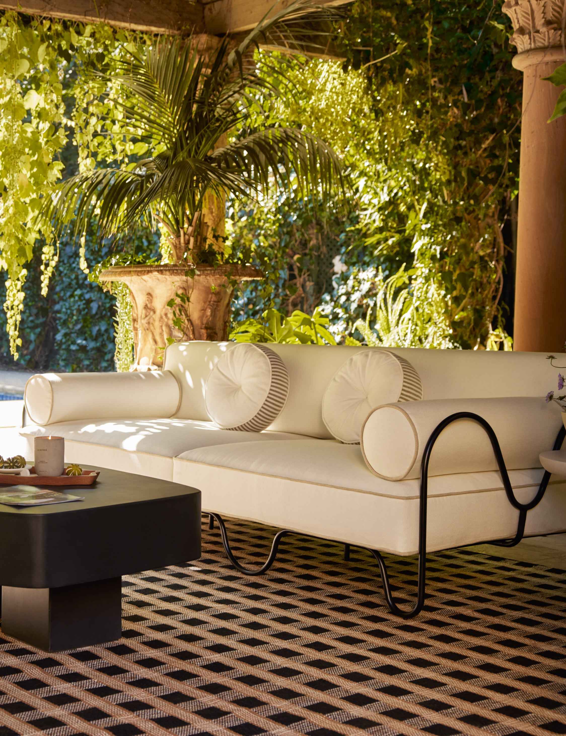 Luna Striped Disc Pillow | Chic Outdoor Accent