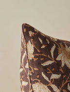 Sable Linen Pillow | Floral Pattern, Soft Down Fill