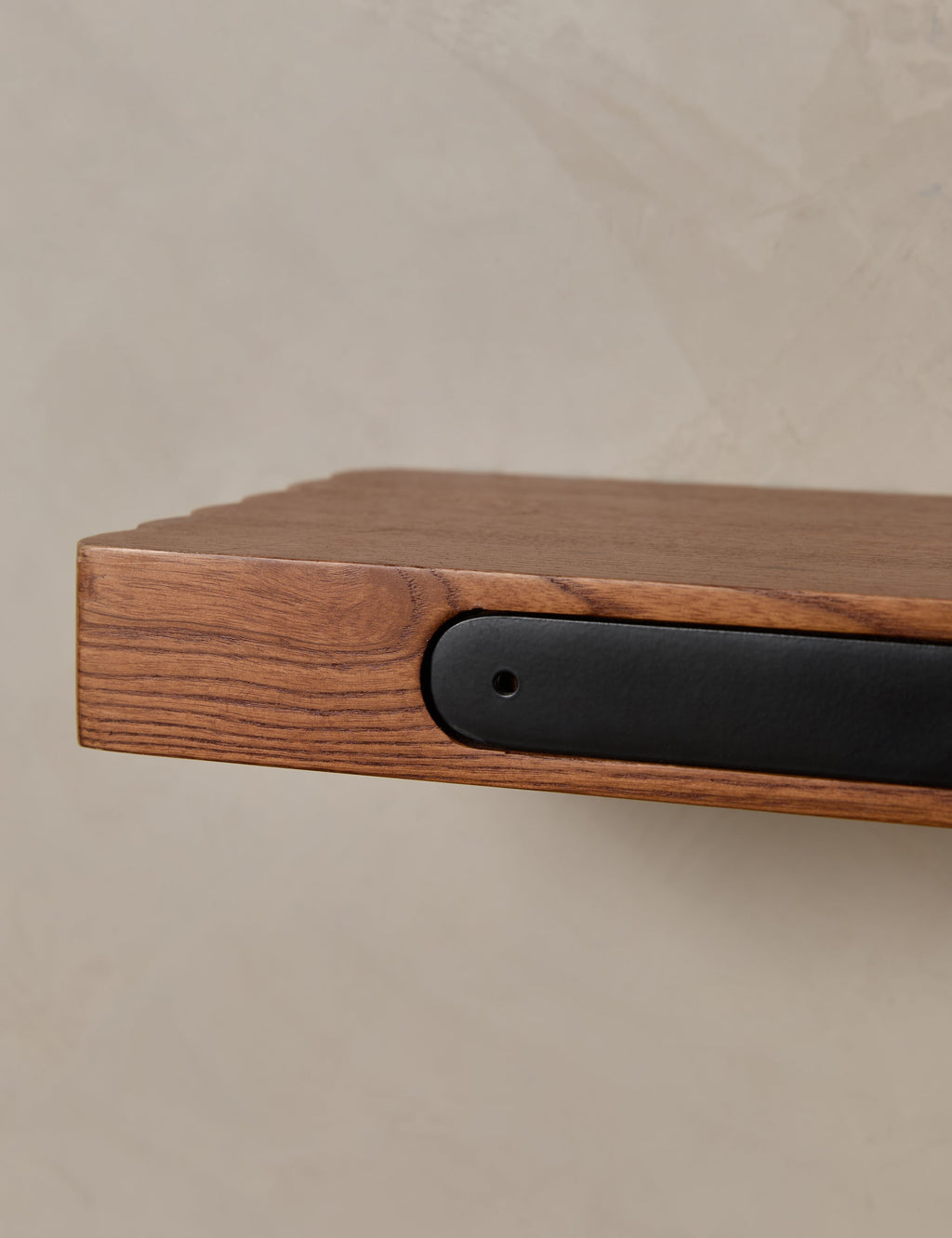 Soleil Shelf | Scalloped Detailing, Warm Wood Grain