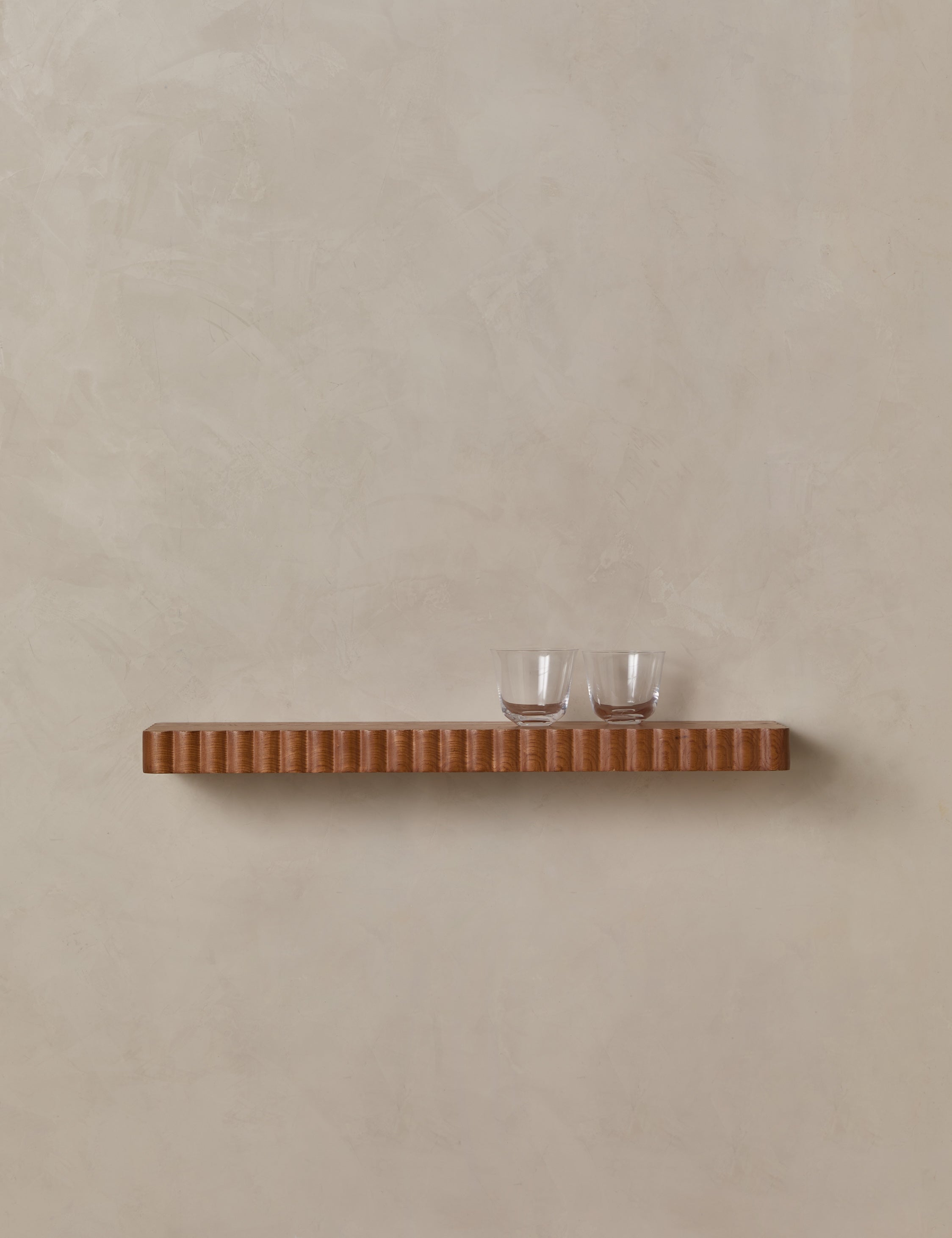 Soleil Shelf | Scalloped Detailing, Warm Wood Grain