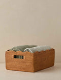 Bela Rattan Storage Bin | Scalloped Design, Artisanal Finish