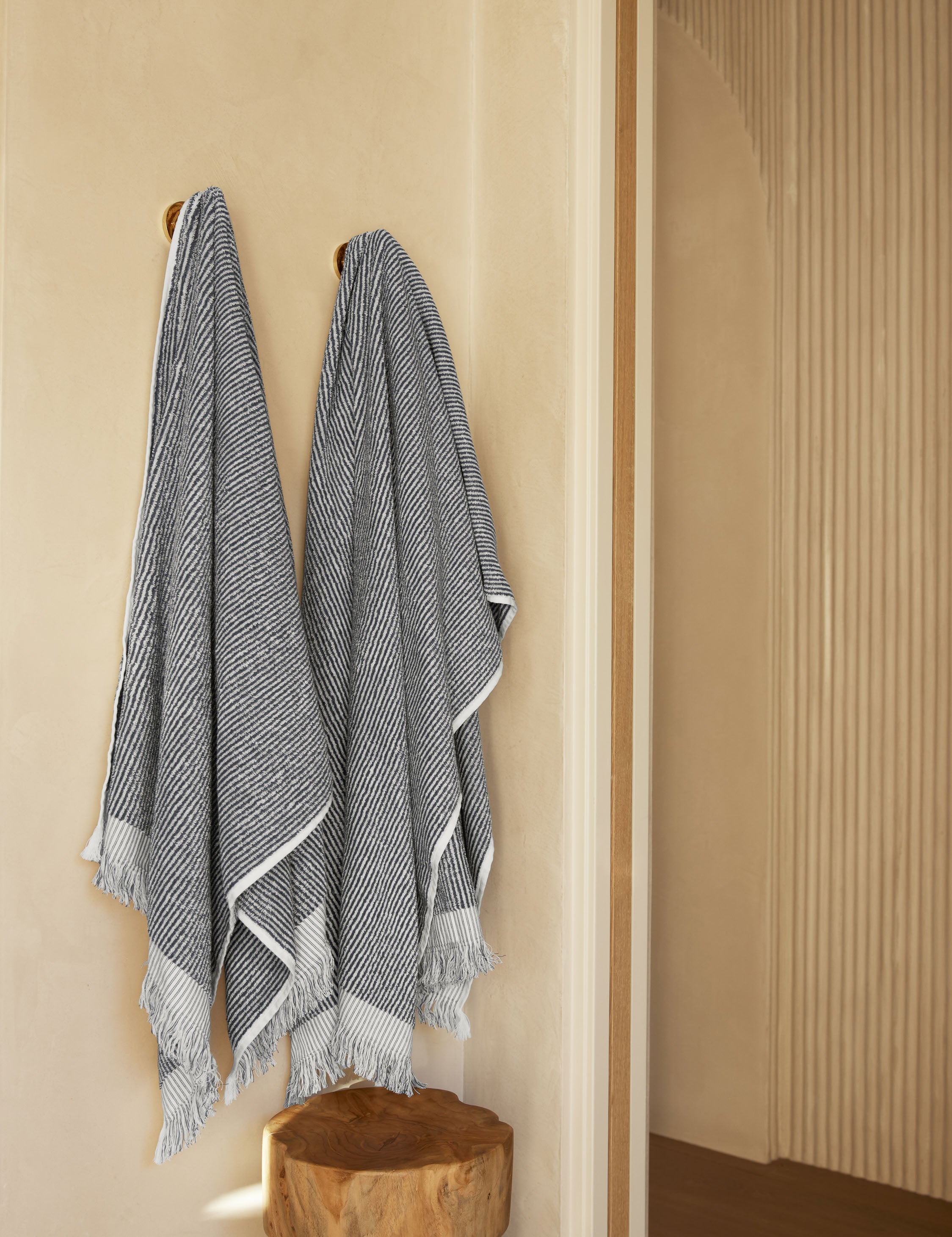 Luma Organic Cotton Towel | Striped Design, Thick Fringe