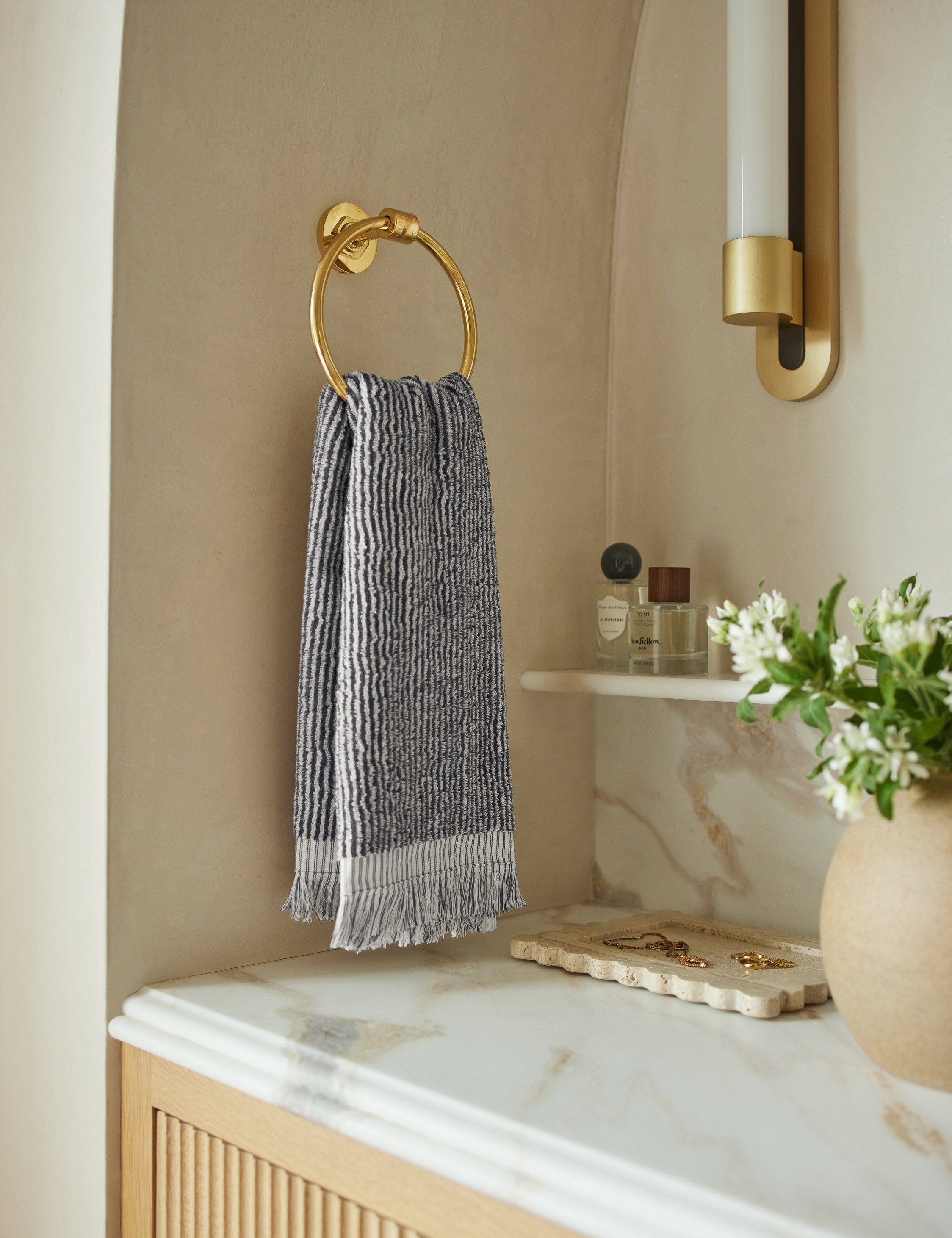 Luma Organic Cotton Towel | Striped Design, Thick Fringe