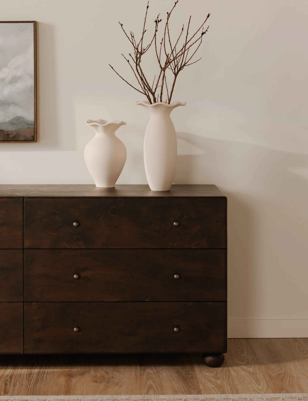 Bello Dresser | Burl & Brass Finish, Six Spacious Drawers