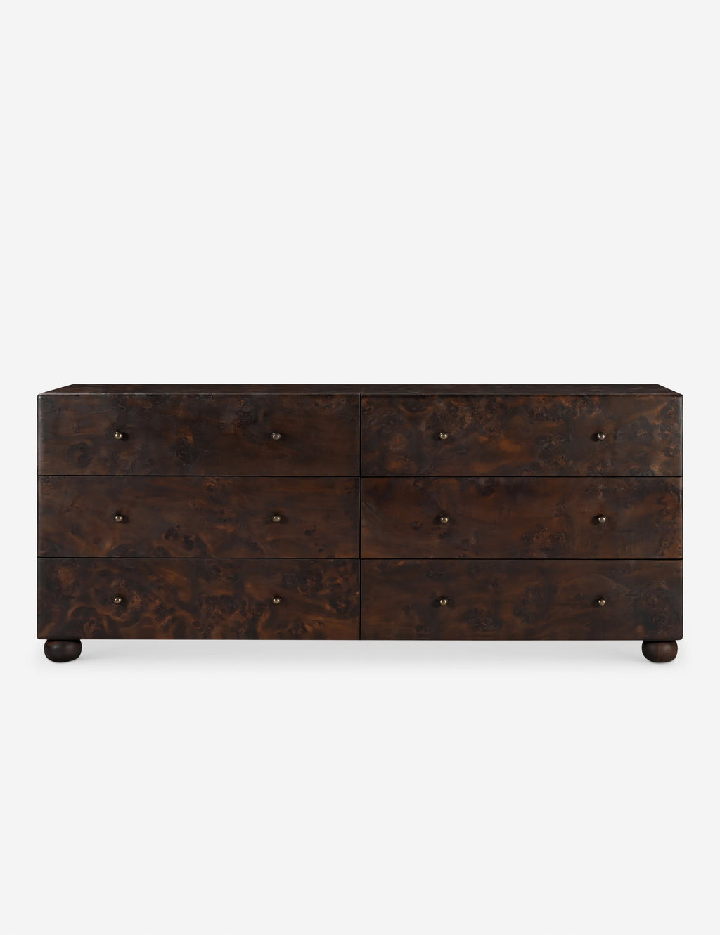 Bello Dresser | Burl & Brass Finish, Six Spacious Drawers