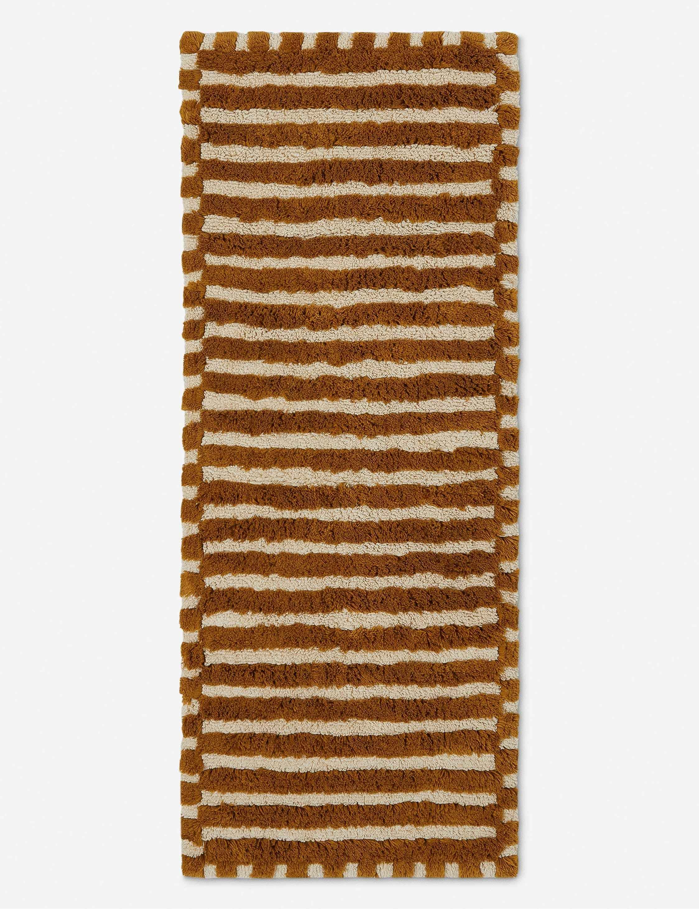 Vela Organic Cotton Bath Mat | Plush Weave, Striped Design