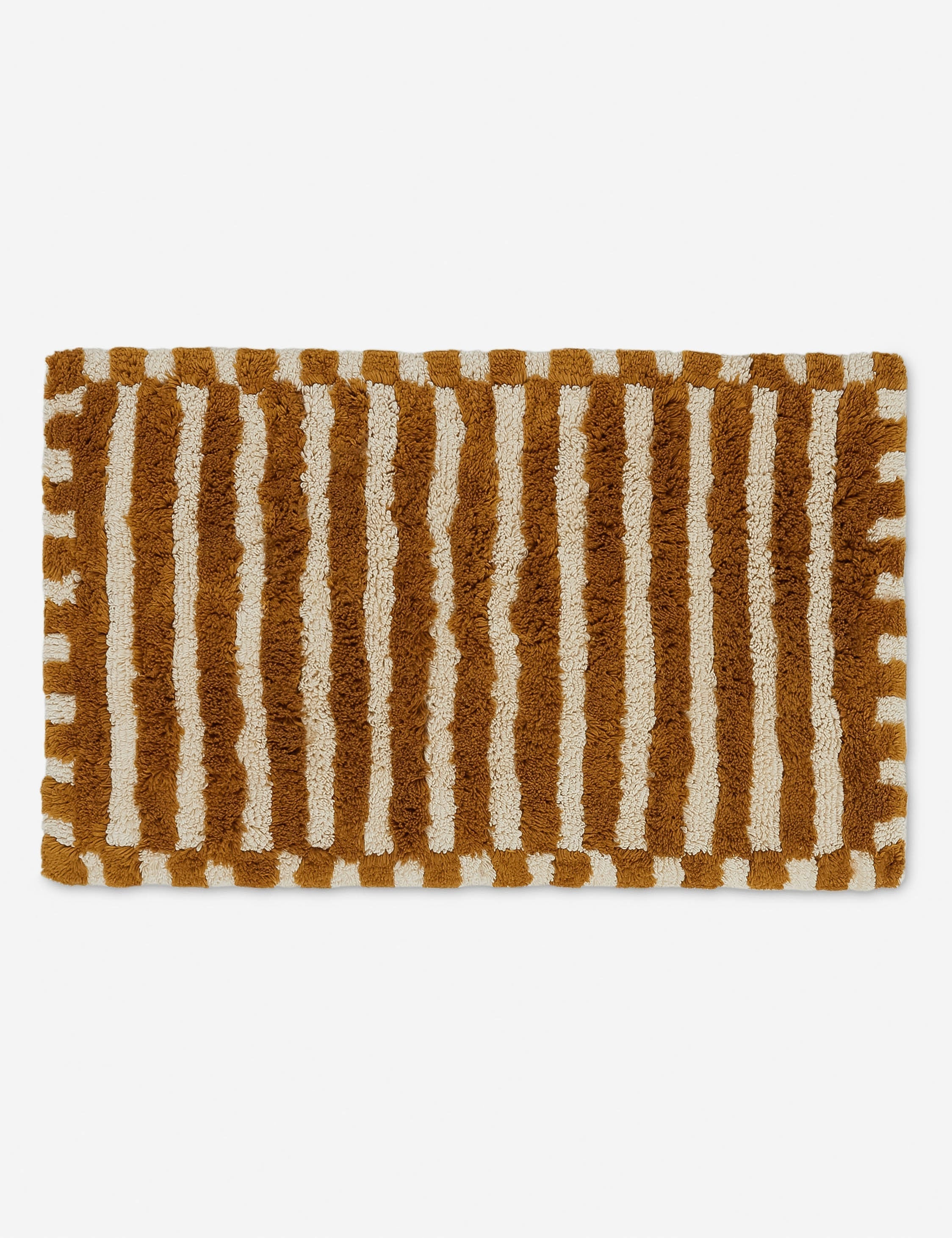 Vela Organic Cotton Bath Mat | Plush Weave, Striped Design