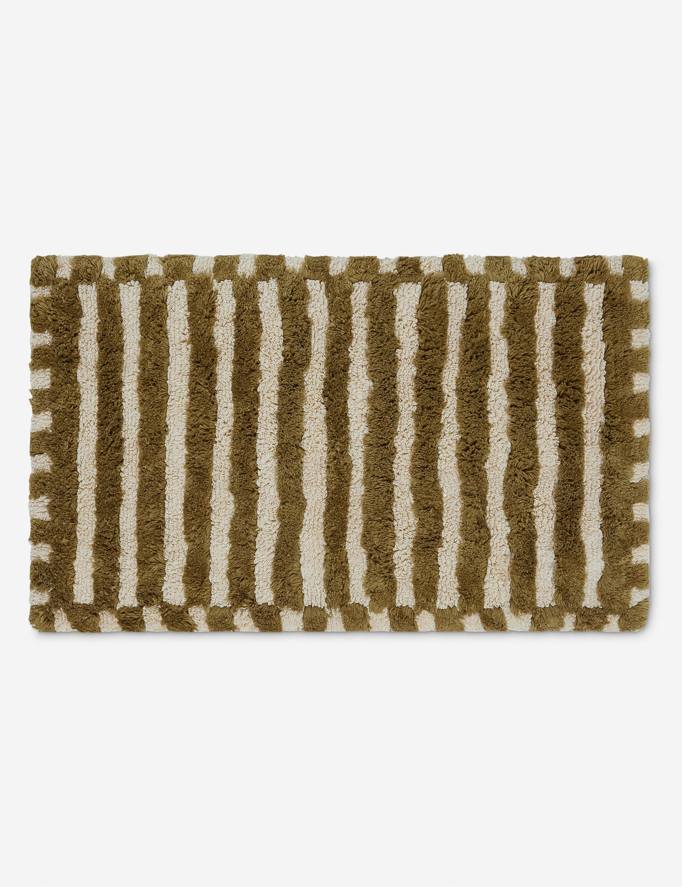 Vela Organic Cotton Bath Mat | Plush Weave, Striped Design