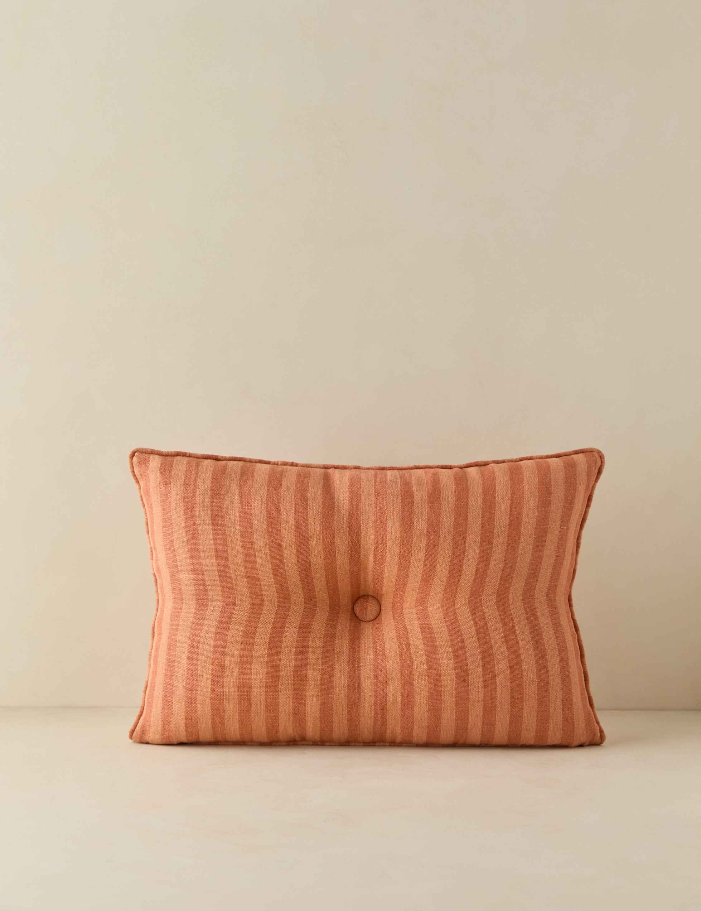 Waverly Pillow | Linen with Striped Design and Tufted Button