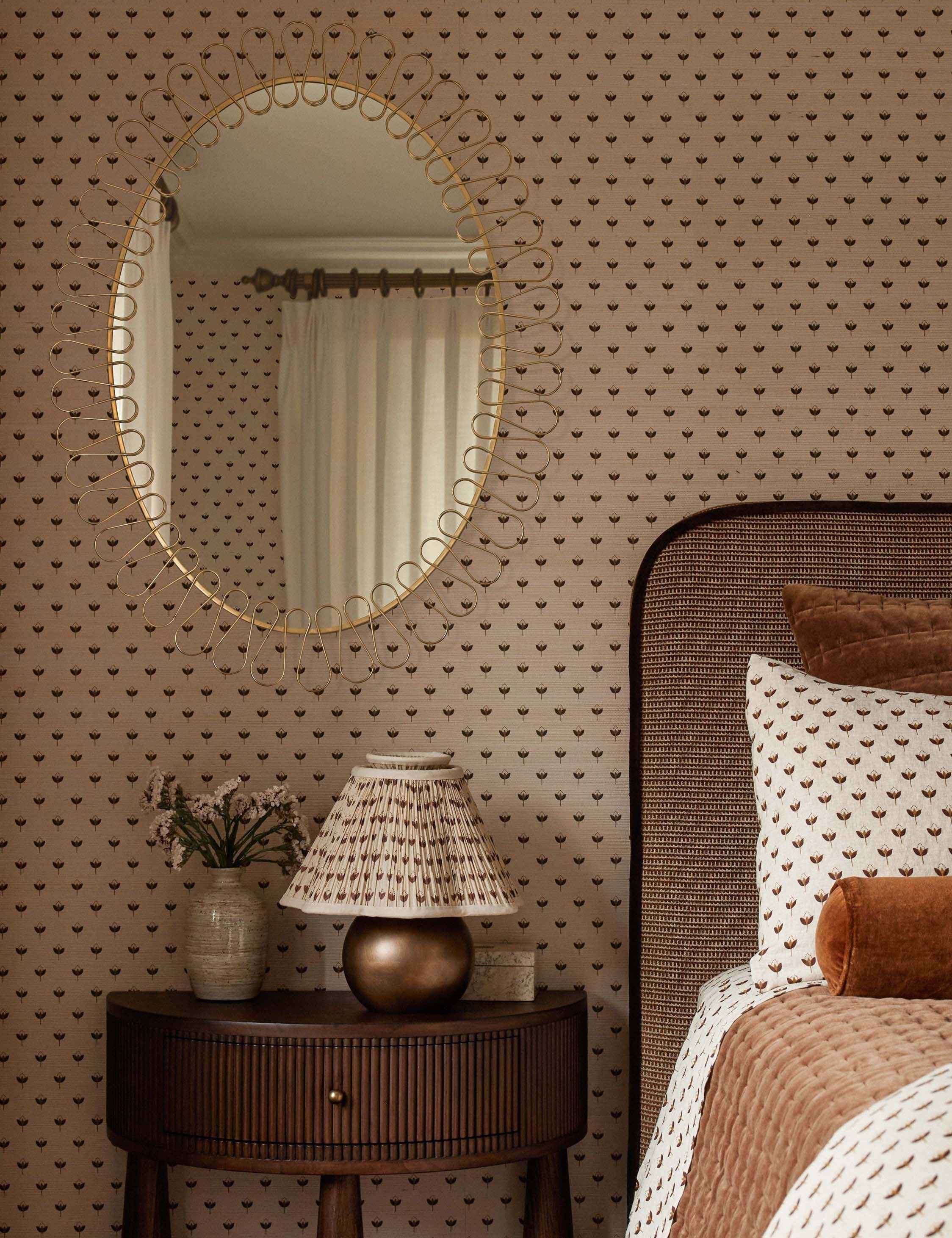 Pivo Grasscloth Wallpaper | Woven Texture, Minimal Floral Motif