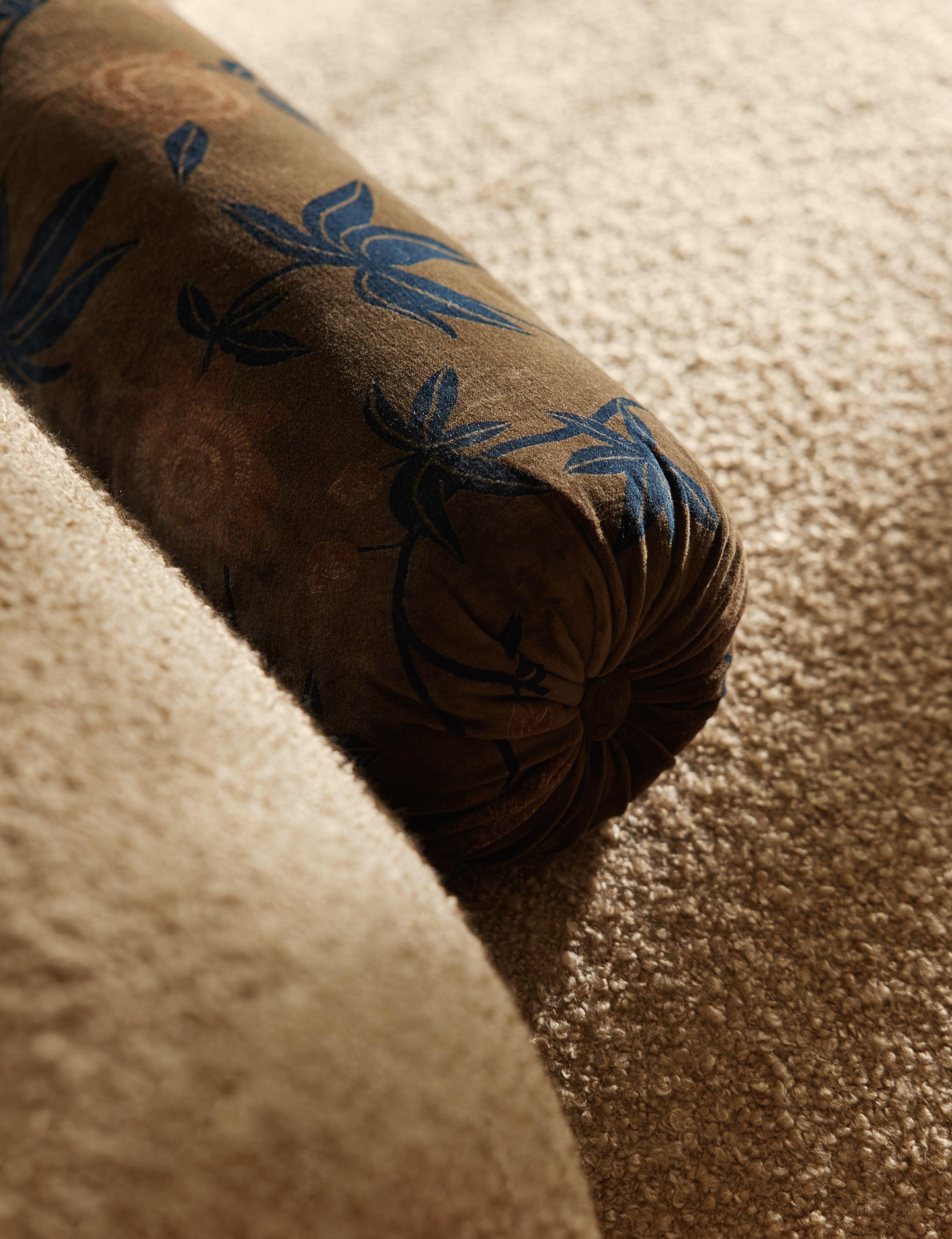 Riva Velvet Pillow | Floral Print, Rich Palette