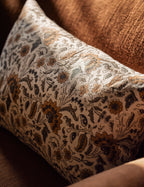 Elysian Linen Pillow | Handmade Block Print, Floral Design