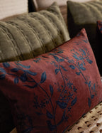 Carmine Luxe Pillow | Dark Floral Print, Rich Velvet