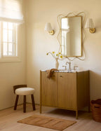 Briar Stool | Round Cushioned Seat, Solid Wood Legs